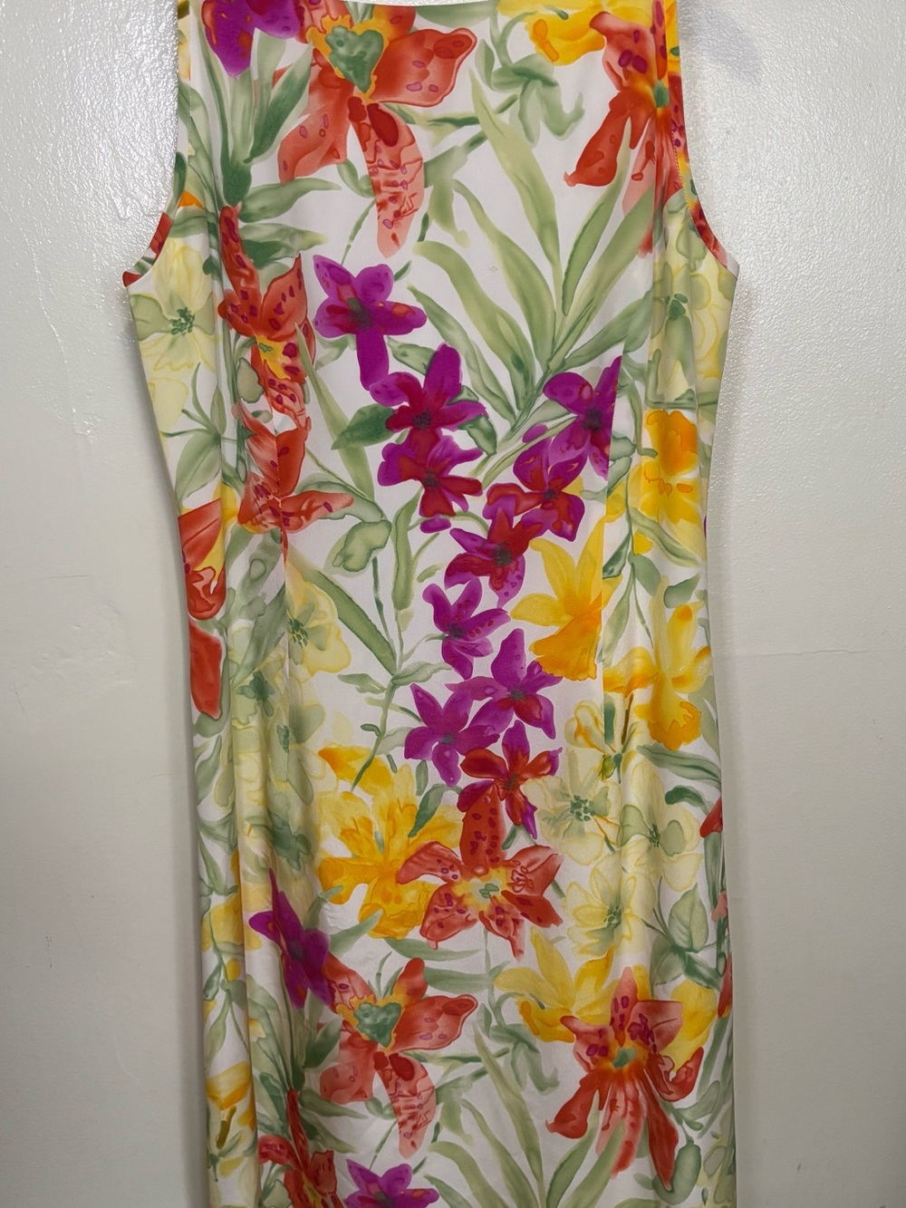 Vtg Adrianna Papell 90s Silk Floral Dress 8 Midi Slip Camisole Cottage Garden